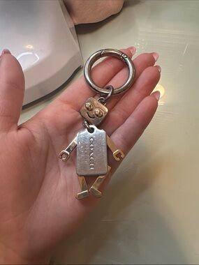 Coach Two-Tone Metal Vintage Robot Keyring Charm